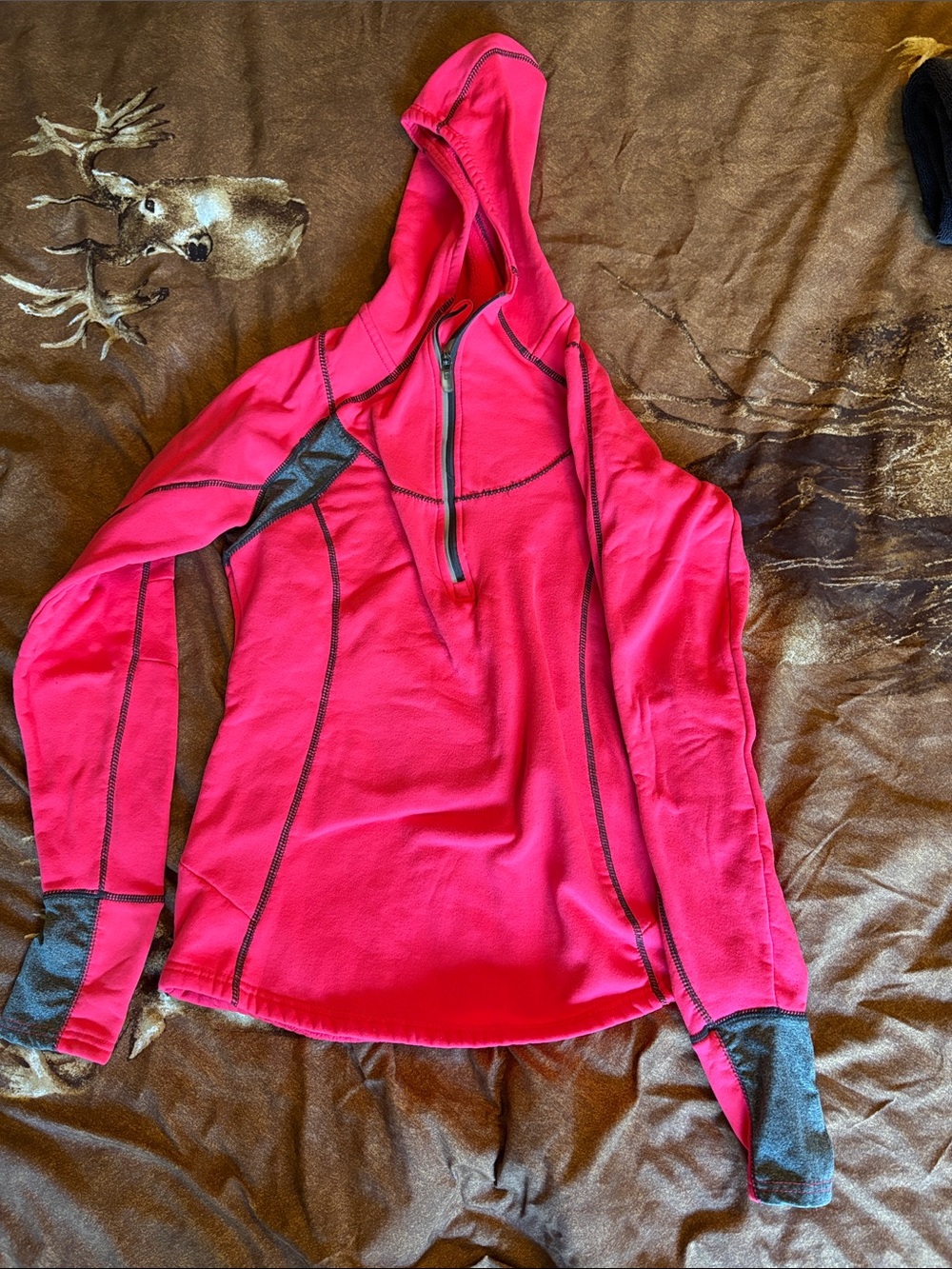 Avalanche Hot Pink Half-Zip Hooded Pullover with Gray Accents